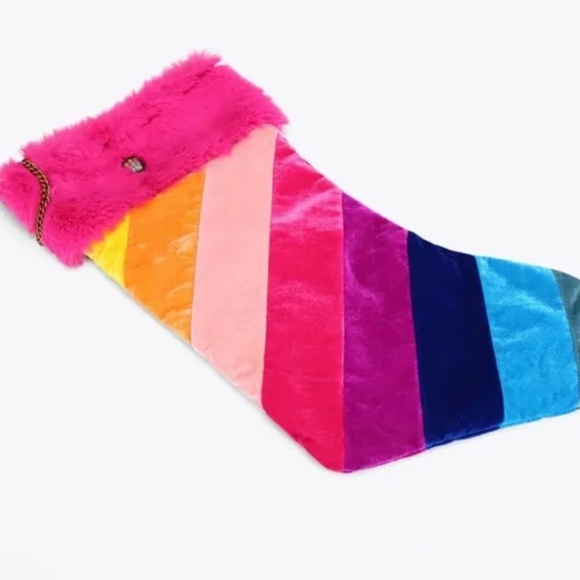 Kurt Geiger NWT Rainbow Velvet Large Christmas Stocking - Picture 2 of 6